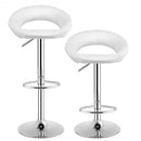 Set of 2 Bar Stools Adjustable PU Leather Swivel Chairs-White