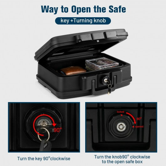 Space-Saving and Waterproof 30 Minute Fire Safe Box with Lock and Handle-Black