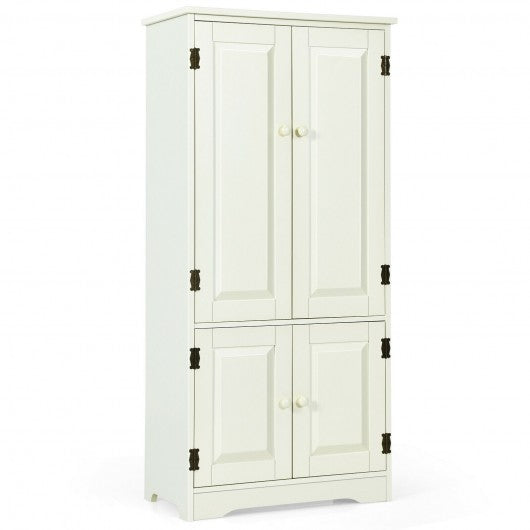 Accent Floor Storage Cabinet with Adjustable Shelves Antique 2-Door-White