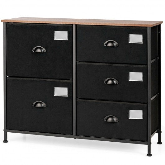 5-Drawer Storage Dresser for Bedroom  Closet  Entryway-Black