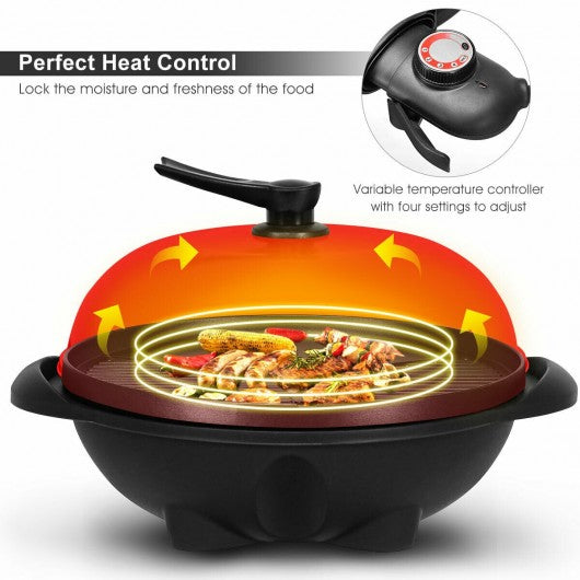 1350 W Outdoor Electric BBQ Grill with Removable Stand
