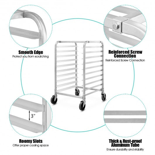 10 Sheet Aluminum Rolling Bakery Pan Rack