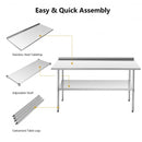 Stainless Steel Table for Prep and Work with Backsplash-24 x 60 inch