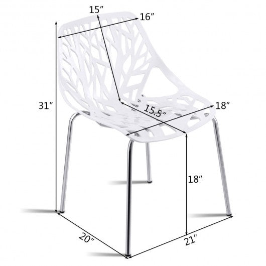 Set Of 6 Accent Armless Plastic Dining Side Chairs
