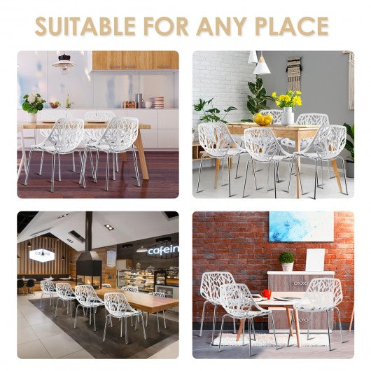 Set Of 6 Accent Armless Plastic Dining Side Chairs