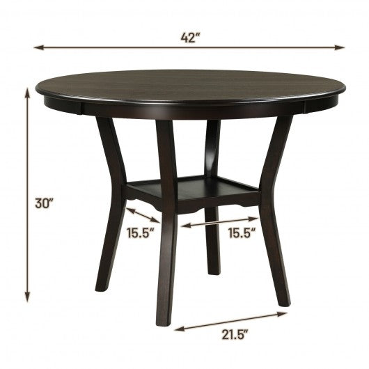 42 Inch 2-tier Round Dining Table with Storage Shelf
