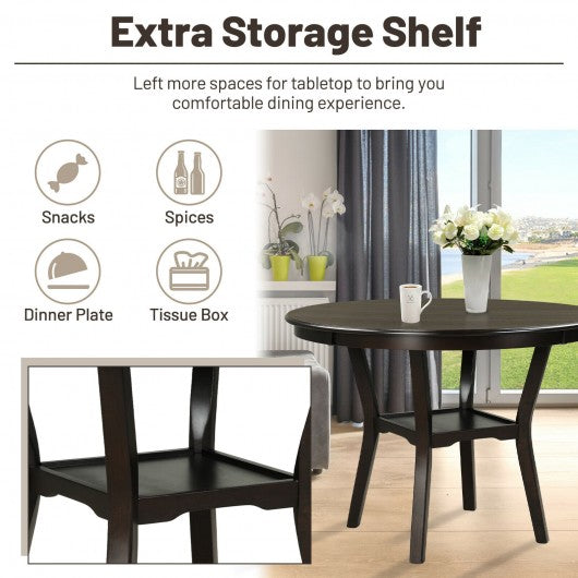 42 Inch 2-tier Round Dining Table with Storage Shelf