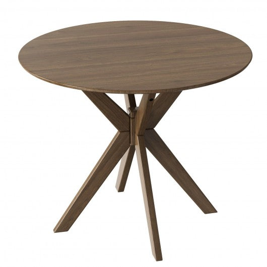 35" Modern Round Wood Dining Table with Solid Legs