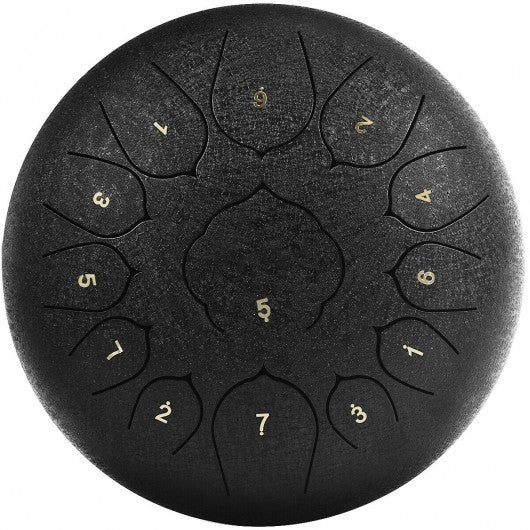 Steel Tongue Handpan Drum 13 Notes 12”-Black