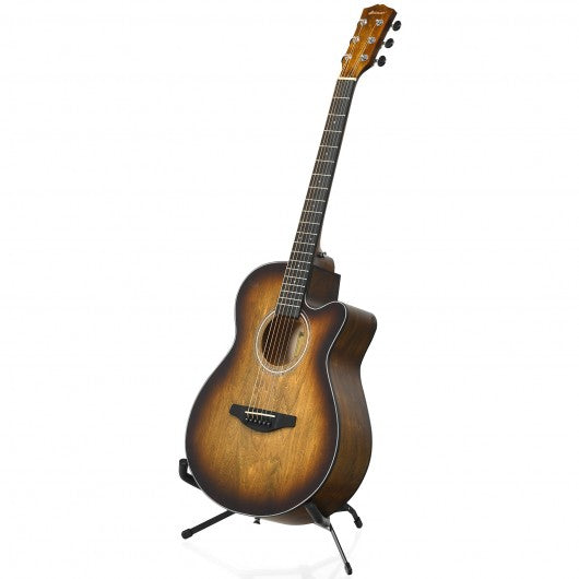 40" Full Size Cutaway Acoustic Guitar Starter Guitarra Bundle Kit -Coffee