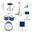 16 Inch 5-Piece Complete Kids Junior Drum Set Children Beginner Kit-Blue