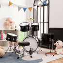 16 Inch 5-Piece Complete Kids Junior Drum Set Children Beginner Kit-Black