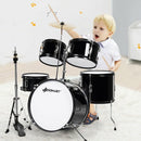 16 Inch 5-Piece Complete Kids Junior Drum Set Children Beginner Kit-Black