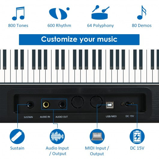 88-Key Full Size Digital Piano Weighted Keyboard with Sustain Pedal-Black