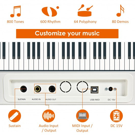 88-Key Full Size Digital Piano Weighted Keyboard with Sustain Pedal-White