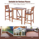 3 Pieces Patio Bar Set with 2 Bar Stools and 1 Bar Table