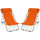 Portable Beach Chair Set of 2 with Headrest -Orange