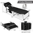 Folding Beach Lounge Chair with Pillow for Outdoor-Black