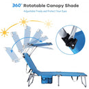 Adjustable Outdoor Beach Patio Pool Recliner with Sun Shade-Navy