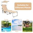 Adjustable Outdoor Beach Patio Pool Recliner with Sun Shade