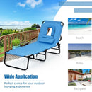 Outdoor Folding Chaise Beach Pool Patio Lounge Chair Bed with Adjustable Back and Hole