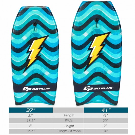 41" Lightweight Bodyboard with Wrist Leash for Kids and Adults-L