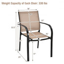 Set of 2 Patio Stackable Dining Chairs with Armrests Garden Deck-Brown