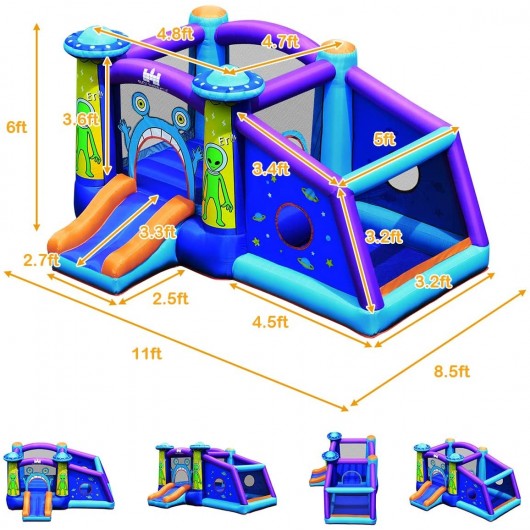 Indoor Outdoor Inflatable Alien Style Kids Bouncy Castle with 480W Air Blower