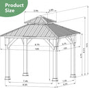 10' x 10' Patio Hardtop Gazebo with Double Steel Roof for Outdoor-Gray