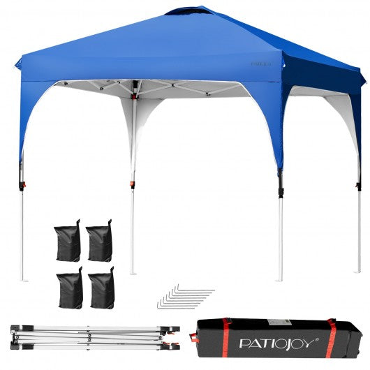 8' x 8' Outdoor Pop Up Tent Canopy Camping Sun Shelter with Roller Bag-Blue