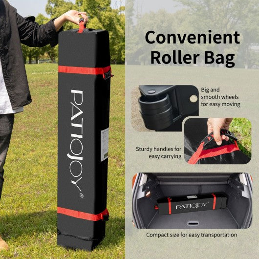 10' x 10' Outdoor Pop-up Camping Canopy Tent with Roller Bag-White