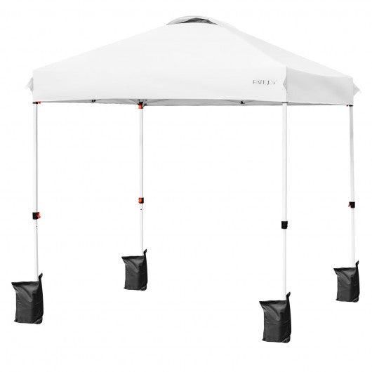 6.6' x 6.6' Outdoor Pop Up Camping Canopy Tent with Roller Bag-White