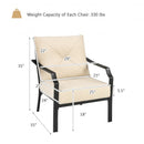 2 Pieces Patio Dining Chairs Set with Padded Cushions Armrest Steel Frame-Beige