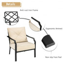 2 Pieces Patio Dining Chairs Set with Padded Cushions Armrest Steel Frame-Beige