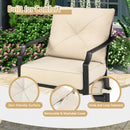 2 Pieces Patio Dining Chairs Set with Padded Cushions Armrest Steel Frame-Beige
