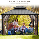 12 x 10 Feet Hardtop Gazebo 2-tier Outdoor Galvanized Steel Canopy-Brown