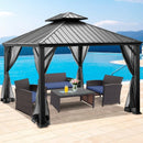 12 x 10 Feet Hardtop Gazebo 2-tier Outdoor Galvanized Steel Canopy-Gray