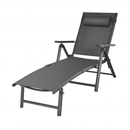 Adjustable Folding Recliner With 7 Backrest Positions-Golden
