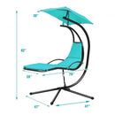 Patio Hanging Hammock Chaise Lounge Chair with Canopy Cushion for Outdoors-Turquoise