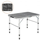 Folding Grill Table for Camping Lightweight Aluminum Metal Grill Stand Table-Silver