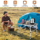 Folding Grill Table for Camping Lightweight Aluminum Metal Grill Stand Table-Silver