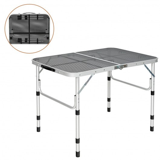 Folding Grill Table for Camping Lightweight Aluminum Metal Grill Stand Table-Silver