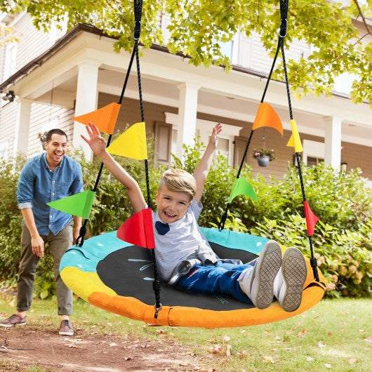 40" Indoor Outdoor Flying Saucer Tree Swing with Hanging Strap