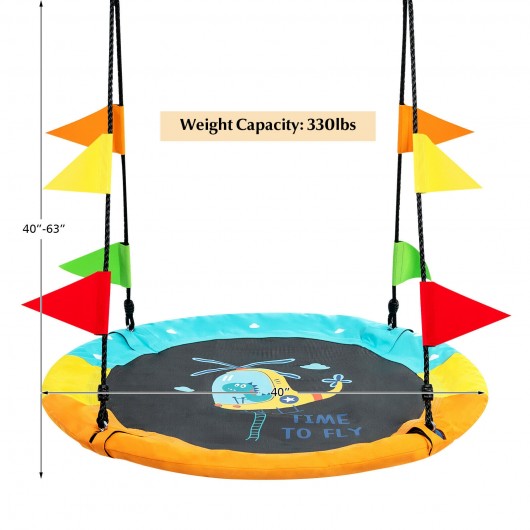 40" Indoor Outdoor Flying Saucer Tree Swing with Hanging Strap