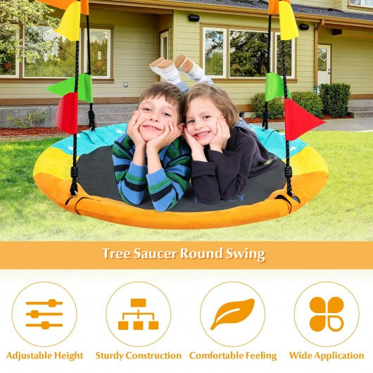 40" Indoor Outdoor Flying Saucer Tree Swing with Hanging Strap