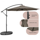 10FT Offset Umbrella with 8 Ribs Cantilever and Cross Base Tilt Adjustment-Brown