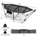 Folding Hammock Indoor Outdoor Hammock with Side Pocket and Iron Stand-Gray