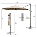 11ft Patio Offset Umbrella with 360° Rotation and Tilt System-Coffee