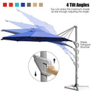 11ft Patio Offset Umbrella with 360° Rotation and Tilt System-Navy