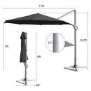 11ft Patio Offset Umbrella with 360° Rotation and Tilt System-Gray